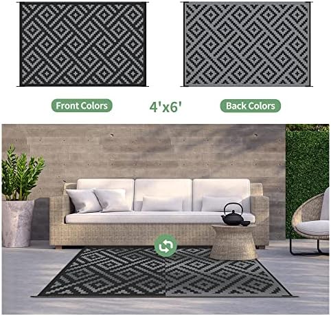 GENIMO Outdoor Rug 4x6 Waterproof, Reversible Mats, Outdoor Area Rug, Plastic - Image 4