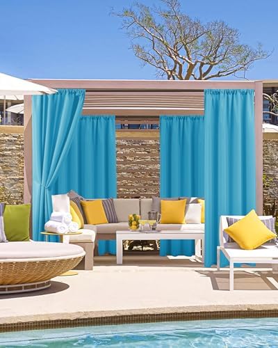 Outdoor Curtains for Patio Waterproof Rod Pocket 4 Pcs 54x84 Inch Teal - Image 2