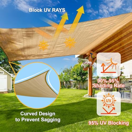 SUNLAX Sun Shade Sail 10'x15'x18' Sand Triangle Shade Cover Custom Size - Image 4
