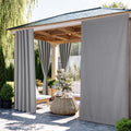 NICETOWN 100% Blackout Linen Outdoor Curtains Windproof 84" L Light Grey by NICETOWN