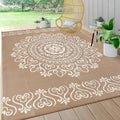 Pauwer Outdoor Rug 9x12, Waterproof Plastic Straw Camping Rug, Floral Brown by Pauwer