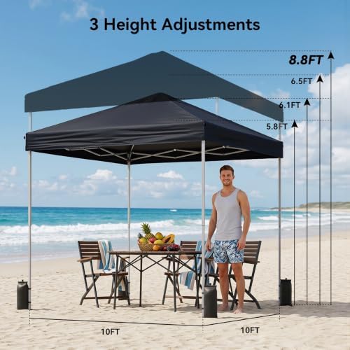 10x10 Pop Up Canopy with Sidewall, Instant Canopy Tent with Organizer Pockets - Image 4