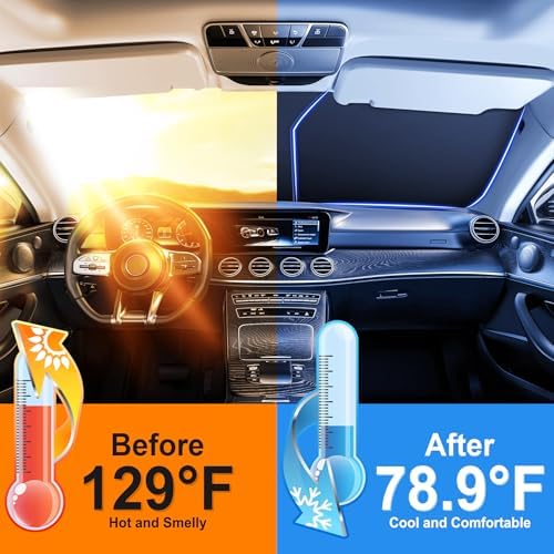SINGARO Universal 300T Car Windshield Sun Shade, Foldable Reflective - Image 3
