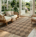 Lahome Checkered Easy Jute 5x7 Outdoor Patio Rug, Living Room Rugs Washable by Lahome