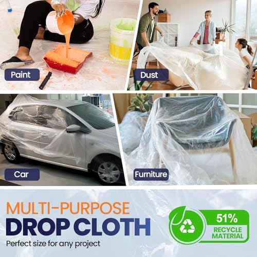 3 Pack 12 x 9 ft Extra Large Plastic Drop Cloth - Image 4