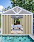 Windproof Outdoor Curtains for Patio Waterproof 4 Pcs 110x95 In Cream by HolidayIdeas