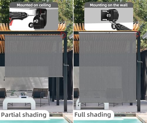 Outdoor Roller Shades for Patio 72"Wx96"H, Patio Shade Roll Up Outdoor Blind - Image 5