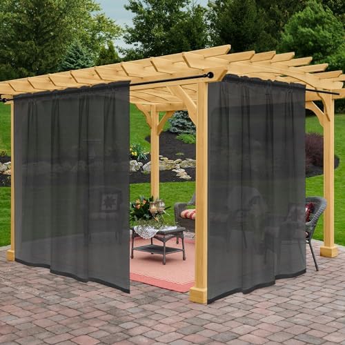 Outdoor Sheer Curtains for Patio Waterproof, 2 Panels Rod Pocket Indoor/Outdoor by Awnmeow
