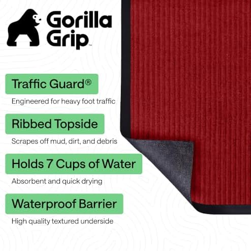 GORILLA GRIP Traffic Guard Indoor Outdoor Heavy Duty Door Mat, 70x24 Red - Image 2