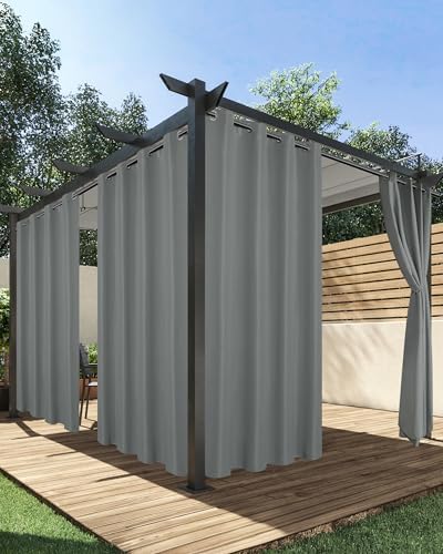 HolidayIdeas Outdoor Curtains for Patio Waterproof 4 Pcs 54x95 Inch Grey by HolidayIdeas