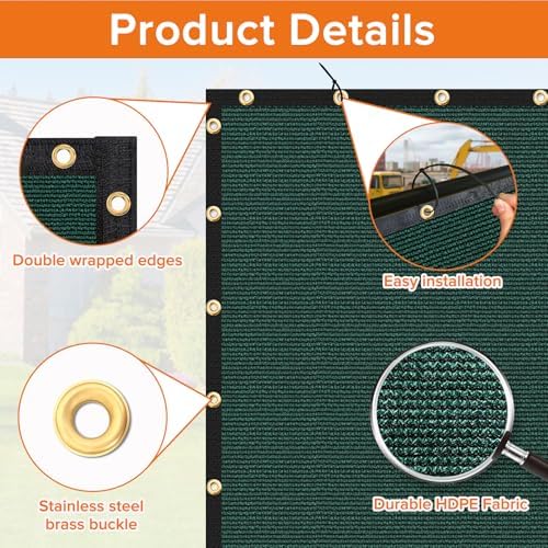 Customizable Privacy Screen Fence 4'X7' Dark Green Heavy Duty 170 GSM Wind - Image 6