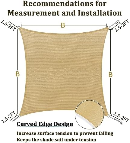 Shade&Beyond 5'X5' Sun Shade Sail Sand Rectangle - Image 5