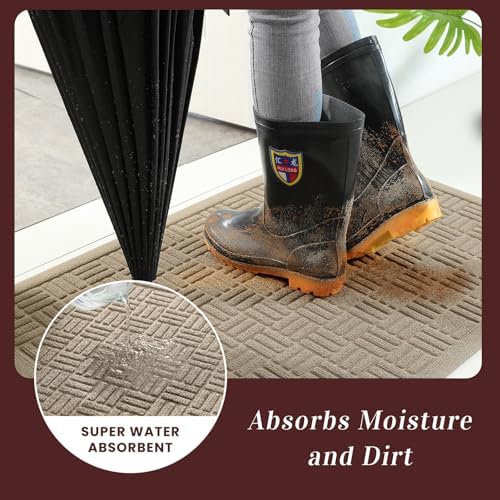 Mibao Front Door Mat Outside Entrance, Heavy Duty Welcome Mat, Stain and Fade - Image 2
