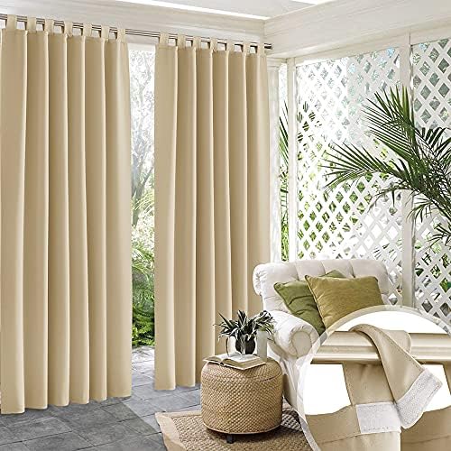 RYB HOME Detachable Top Outdoor Curtains 2 Panels, Waterproof Blackout Privacy by RYBHOME