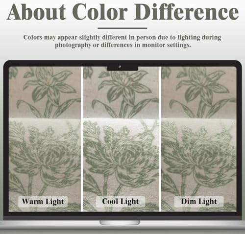 Sage Green Boho Floral 100% Blackout Curtains 84 Inch 2 Panels - Image 6