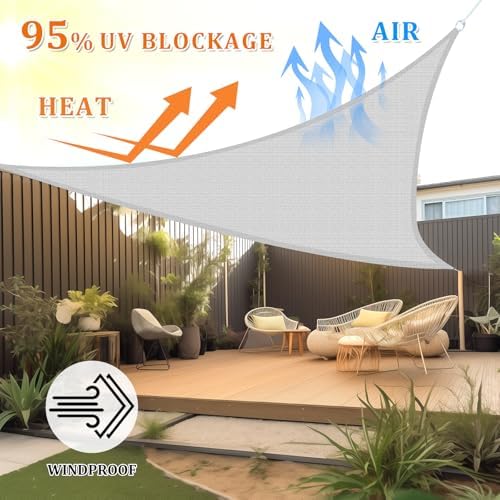 Shade&Beyond 13'X14'X19.1' Sun Shade Sail Light Grey Triangle - Image 2