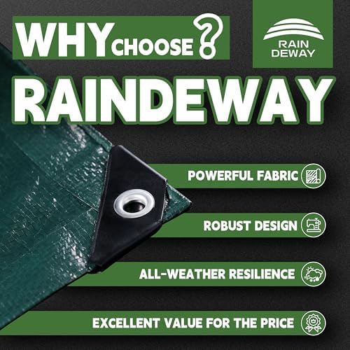 RAINDEWAY Green Tarp 16x16 Feet, 5.5Mil Multipurpose Waterproof Tarps Cover - Image 2
