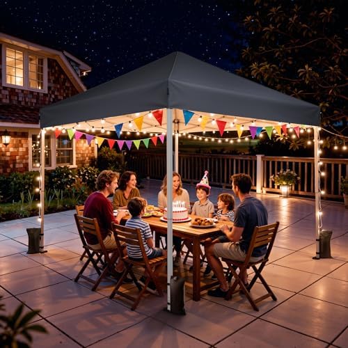 10x10 Pop Up Canopy Tent with One-Push Center Lock, Dark Gray - Image 6