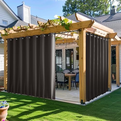 NICETOWN Patio Curtains Outdoor Waterproof W100 x L95 in Brown 2 PCs by NICETOWN