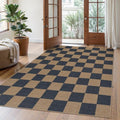 Lahome Checkered Easy Jute Living Room Rugs, 5x7 Outdoor Patio Rug Washable by Lahome