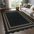 Scalloped Modern Easy Jute Carpet, 5x7 Outdoor Patio Washable Area Rug by LORWER