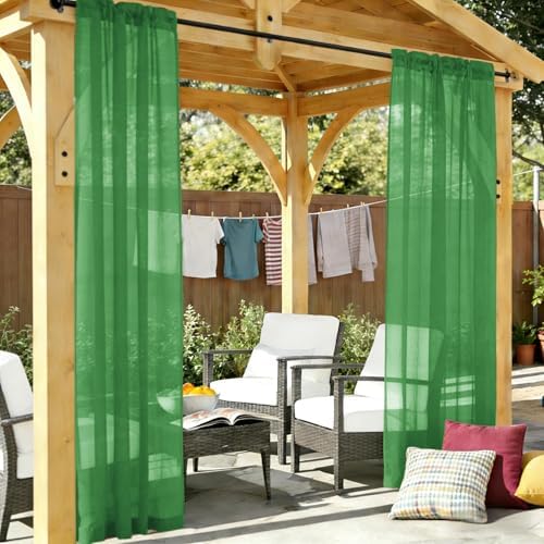 Outdoor Sheer Curtains for Patio Waterproof, 2 Panels Rod Pocket Indoor/Outdoor - Image 7