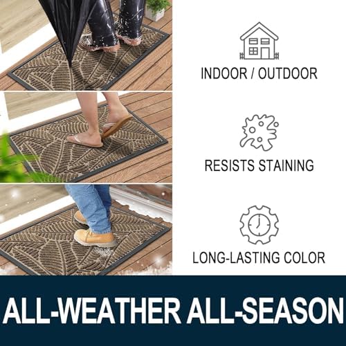 Colorxy Waterproof Front Doormat, Sturdy Natural Rubber Door Mat - Image 4