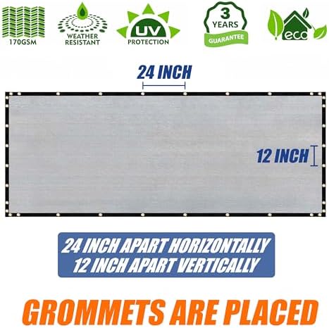 Amgo 6' x 49' Grey Fence Privacy Screen, 90% Blockage - Image 5