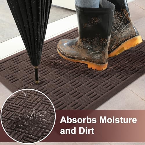 Mibao Front Door Mat Outside Entrance, Heavy Duty Welcome Mat, Stain and Fade - Image 2