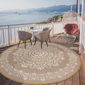 Pauwer Outdoor Rug 6ft, Waterproof Plastic Straw Camping Rug, Floral Brown by Pauwer