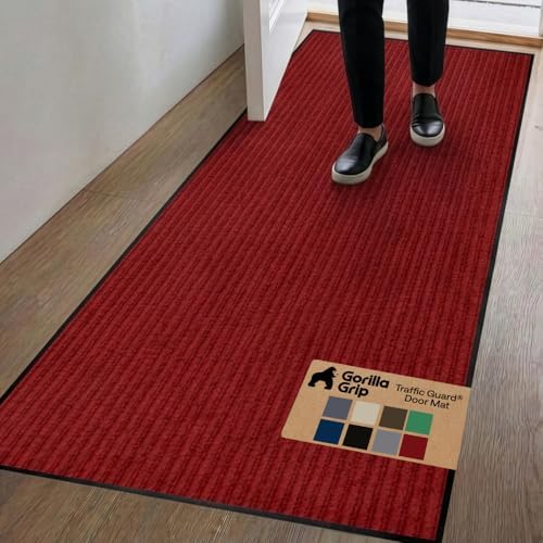 GORILLA GRIP Traffic Guard Indoor Outdoor Heavy Duty Door Mat, 70x24 Red by GorillaGrip