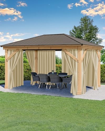 Outdoor Curtains for Patio Waterproof Rod Pocket 8 Pcs 54x95 Inch Cream by HolidayIdeas