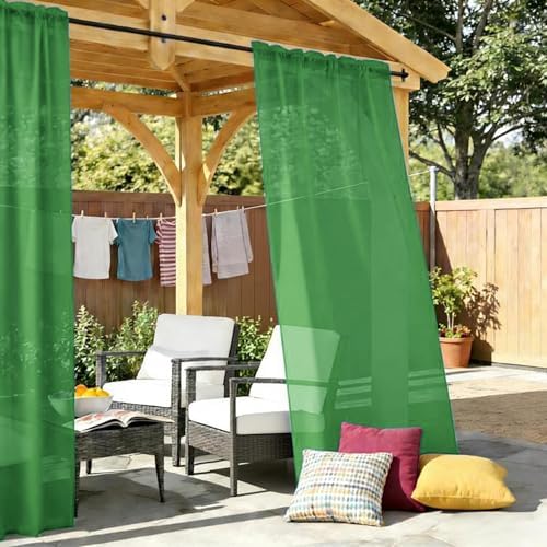 Outdoor Sheer Curtains for Patio Waterproof, 2 Panels Rod Pocket Indoor/Outdoor - Image 2