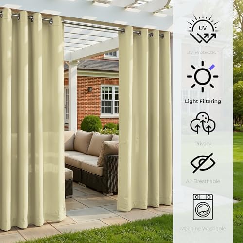 Set of 6 Outdoor Curtains for Patio Waterproof, Breathable Grommet Panels for - Image 4