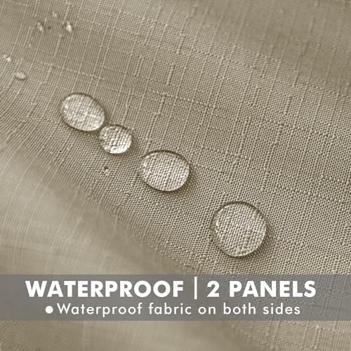 Linen Outdoor Curtains for Patio Waterproof 2 Pcs 54x95 In Taupe - Image 2
