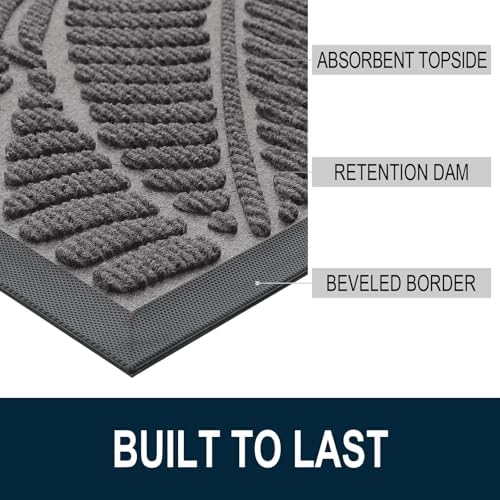 Colorxy Waterproof Front Doormat, Sturdy Natural Rubber Door Mat - Image 3
