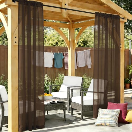 Outdoor Sheer Curtains for Patio Waterproof, 4 Panels Rod Pocket Indoor/Outdoor - Image 7