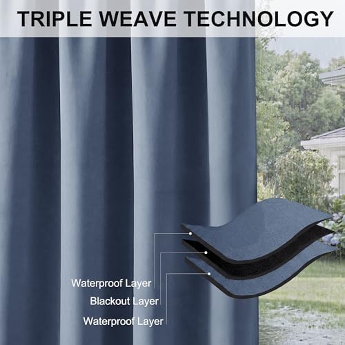 RYB HOME Outdoor Curtains for Patio Waterproof Privacy Thermal Insulated - Image 6