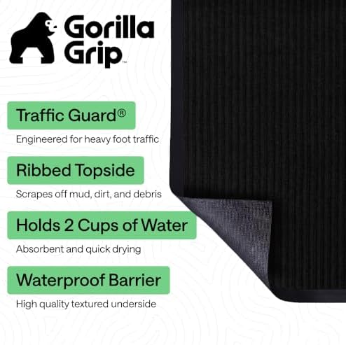 GORILLA GRIP Traffic Guard Indoor Outdoor Heavy Duty Door Mat, 29x17 Black - Image 2