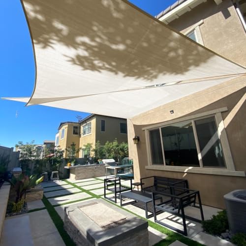 SUNLAX 20' x 20' x 28.3' Butter Cream Right Triangle Shade Sail SS-137 by SUNLAX