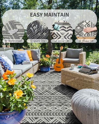 MontVoo-Outdoor Rug Waterproof 6x9 ft Outdoor Carpet Patio Rug Mat Reversible - Image 2