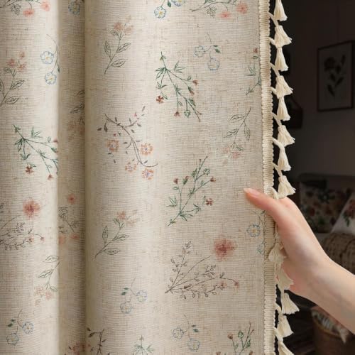 Boho Floral Thermal Insulated 90% Blackout Curtains 84 Inch 2 Panels by Unknown