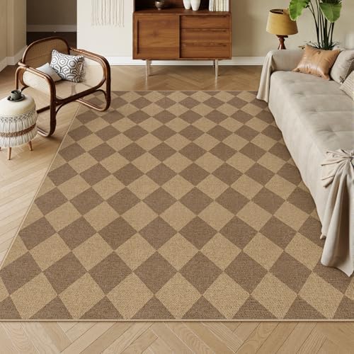 Lahome Checkered Easy Jute Outdoor Patio Rug, 6x9 Living Room Rugs Washable by Lahome