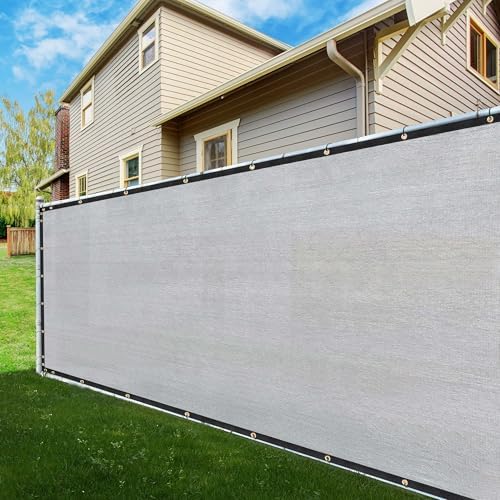 8' x 85' Gray Fence Privacy Screen, 90% Blockage Fabric Windscreen Cover by ShadeMart