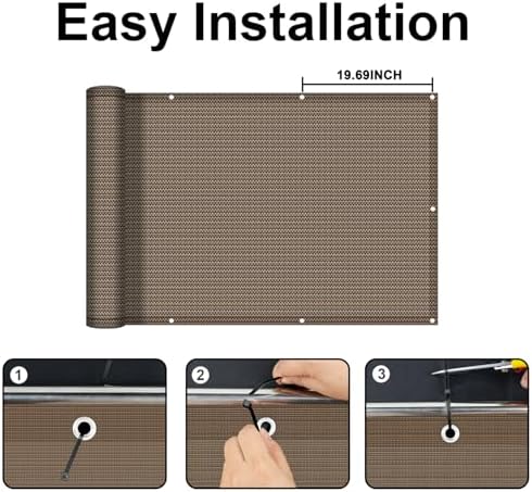 COOLBOYS 3'x16' Brown Balcony Privacy Screen Fence Cover - Image 5