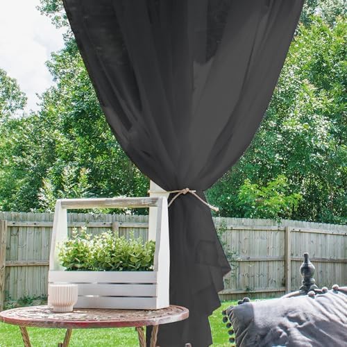 Outdoor Sheer Curtains for Patio Waterproof, 2 Panels Rod Pocket Indoor/Outdoor - Image 4