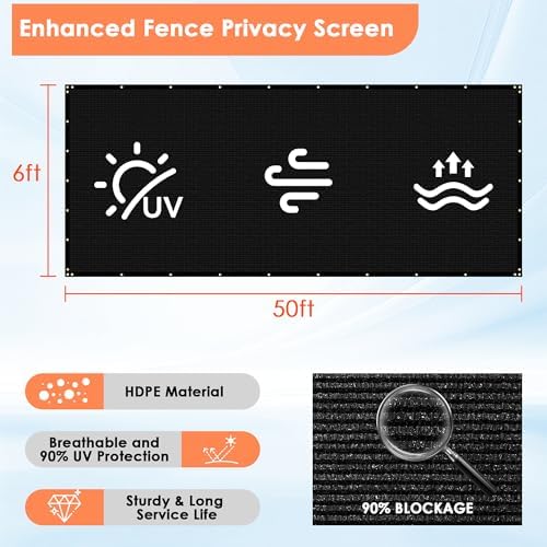 iCover 6x50ft Privacy Screen Fence, Outdoor Fencing Panels, Garden Windscreen - Image 3