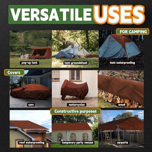 RAINDEWAY Tarp 4x20Ft Brown Tarps Heavy Duty Waterproof 18Mil Extra Thick - Image 7