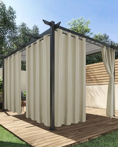 HolidayIdeas Outdoor Curtains for Patio Waterproof 2 Pcs 84x84 Inch Taupe by HolidayIdeas