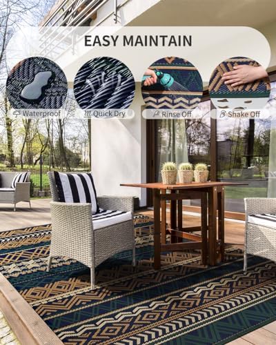MontVoo Outdoor Rug Carpet Waterproof-Patio Rug Mat 6x9 Reversible RV Outdoor - Image 3